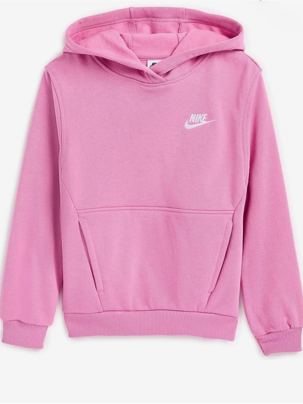Nike Youth Pink Pullover Hoodie with White Swoosh